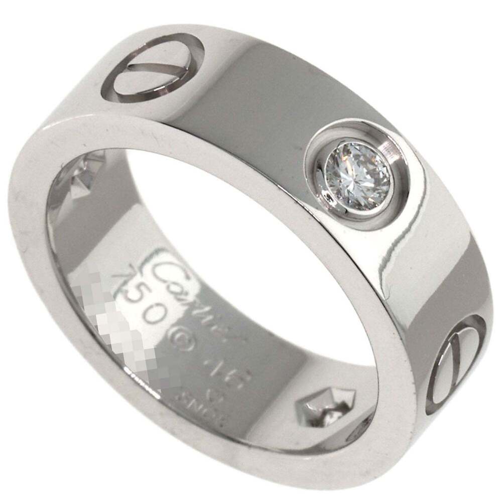 CARTIER Authentic 18k Silver Diamond Love Ring #46